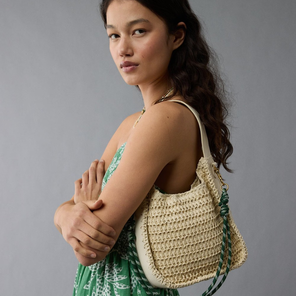 American Eagle Women Beige Mini Raffia Tote Bag